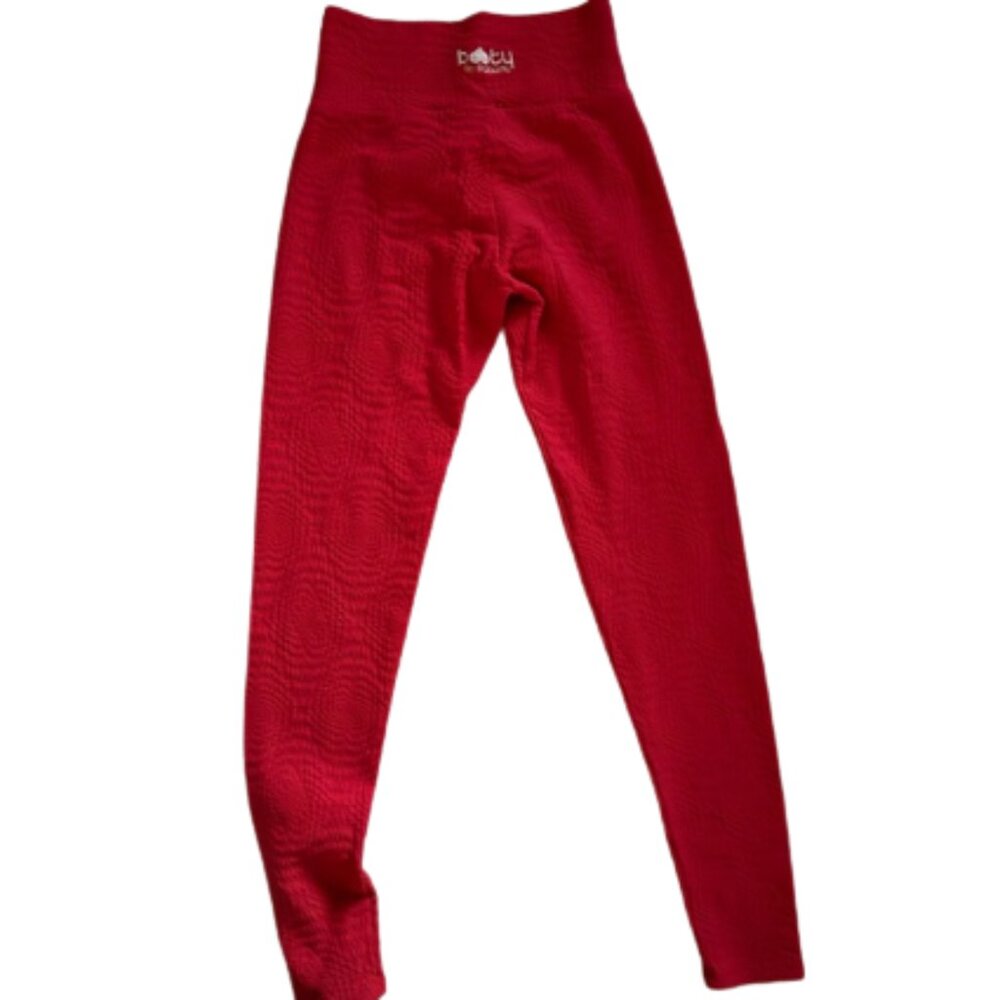 Booty By Brabants Circular Pattern Textured Leggings in Red [One Size]